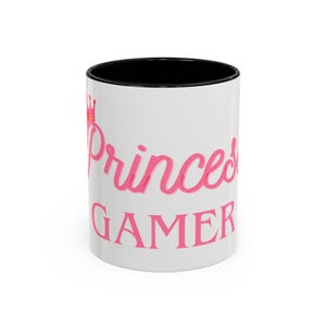 Princess Gamer Accent Coffee Mug - Cute Gift for Gamers, Birthday Mug, Gamer Coffee Cup, Tee for Gamer Girls, Fun Drinkware