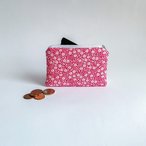 Cartera de tela de color rojo / Billetero y monedero hecho a mano / Estuche para mujer
