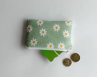 Handmade Daisy Print Coin Purse / Small Fabric Pouch