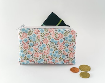 Flower fabric wallet with zipper / Handmade wallet and purse