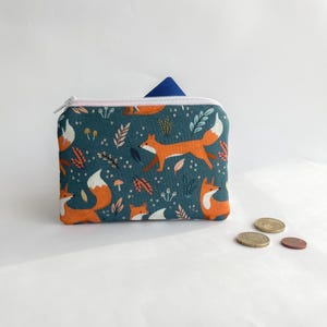 Cartera de tela de zorros teckel con cremallera / Billetero y monedero hecho a mano