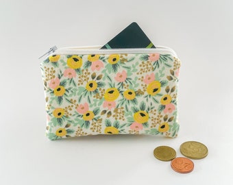 Flower fabric wallet with zipper / Handmade wallet and purse