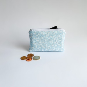 Cartera de tela de color azul / Billetero y monedero hecho a mano