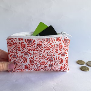 Red  fabric wallet / Handmade wallet and purse