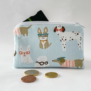 Tarjetero y monedero de tela de perros / Billetero con cremallera