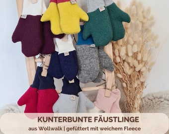 Fäustlinge aus Wollwalk für Babys und Kinder | Kunterbunt | Bestimme selbst deine Farben!