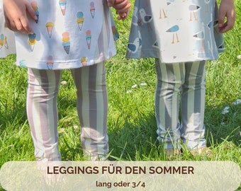 Kinderleggings mit Streifen in Pastelltönen | Schlichte Kinderhose in 3 Farben für Jungen und Mädchen | Leggings lang oder 3/4-Länge