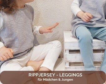 Leggings aus Rippjersey für Kinder | Schlichte Kinderhose in 5 verschiedenen Farben für Jungen und Mädchen | Ideal zum Kombinieren