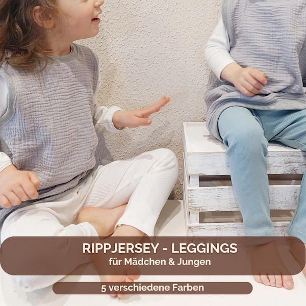 Leggings aus Rippjersey für Kinder | Schlichte Kinderhose in 5 verschiedenen Farben für Jungen und Mädchen | Ideal zum Kombinieren