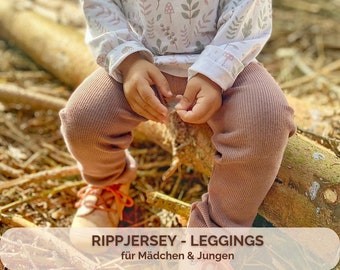 Leggings aus Rippjersey für Kinder | Schlichte Kinderhose in 5 verschiedenen Farben für Mädchen und Jungen | Ideal zum Kombinieren