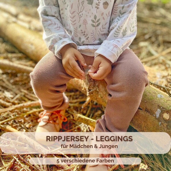 Leggings aus Rippjersey für Kinder | Schlichte Kinderhose in 5 verschiedenen Farben für Mädchen und Jungen | Ideal zum Kombinieren