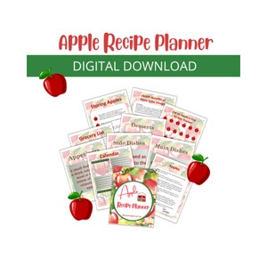Apple Recipe Planner (37 Pages Digital PDF Download, 8.5&quot; x 11&quot;)