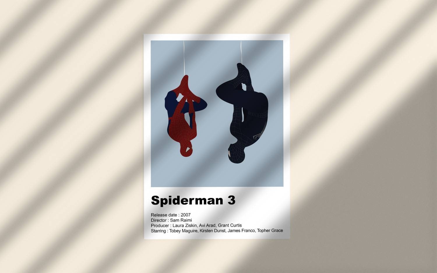Affiche Du Film Spiderman 3 Pour Decoration Minimaliste