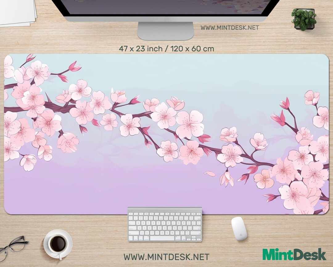 Pastel Cherry Blossom Desk Mat, Japanese, Sakura Deskmat Xxl, Mouse Pad