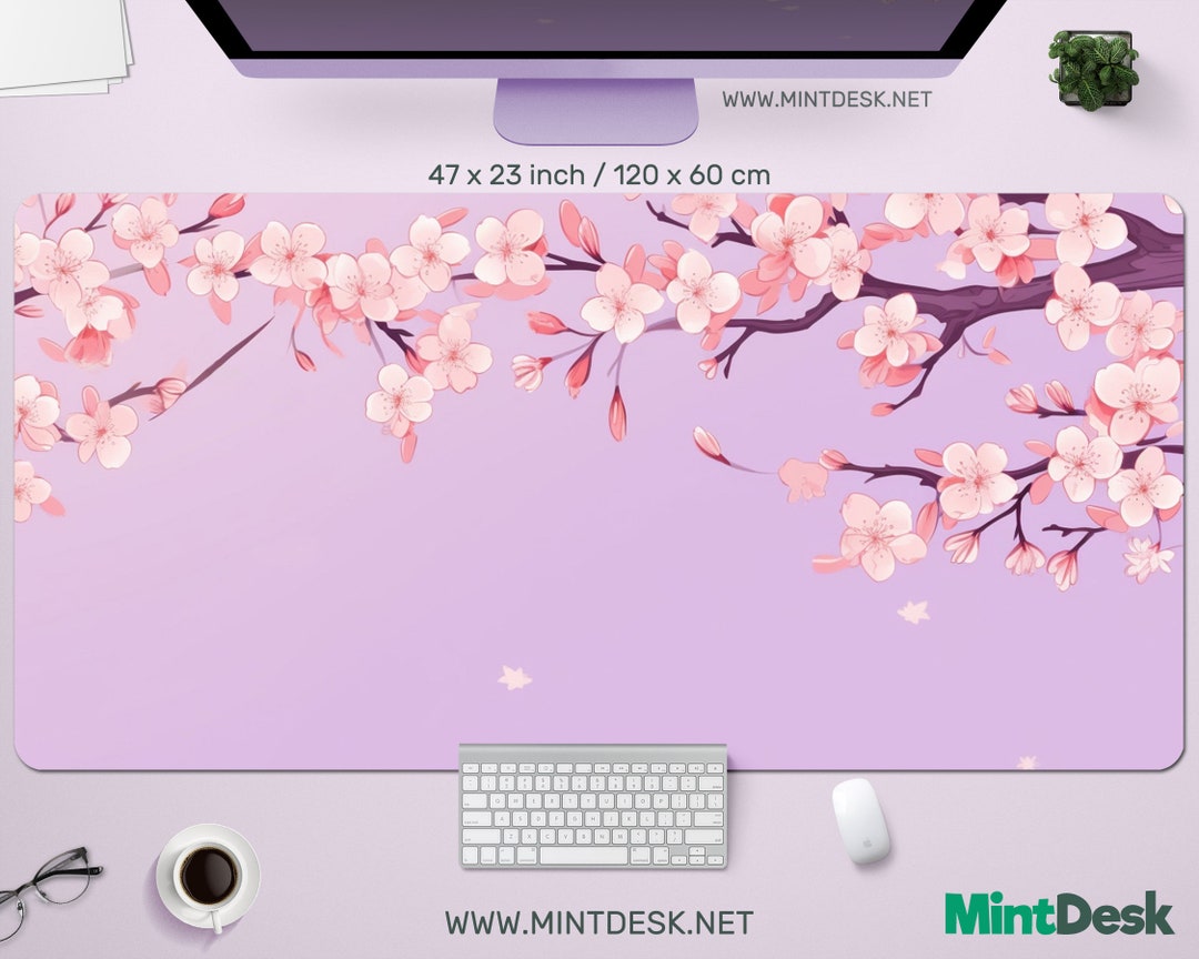 Japanese Theme Desk Mat, Cherry Blossom, Sakura Deskmat Xxl, Mouse Pad
