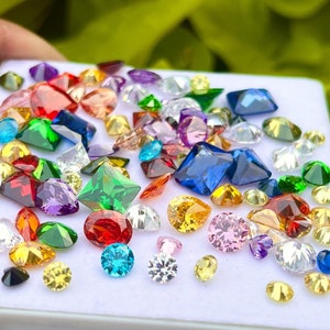 Cubic Zirconia AAA Quality Bulk Semiprecious CZ Mix Shape & Colors Wholesale Lot Brilliant Quality All Mix MM Size Cubic Zirconia Stones