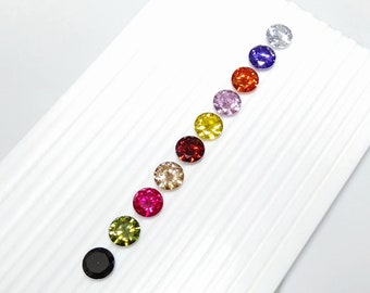 Zircone cubique de qualité AAA, forme ronde, 10 pierres en vrac CZ multicolores (0,5 mm - 15 mm) zircone