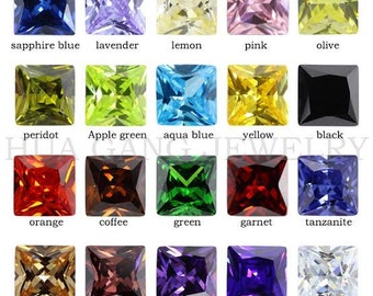 Zirconia cúbica de calidad AAA, forma cuadrada, multicolor, piedras sueltas (2 mm - 10 mm).