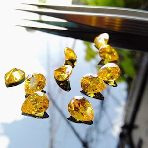 Cubic Zirconia AAA Quality Cubic Zirconia Pear Shape Yellow Color CZ Loose Stones (2x4mm to 10x12mm) Zirconia
