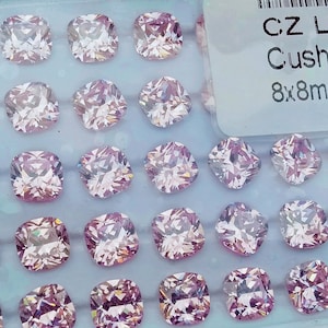 Cubic Zirconia AAA Quality Cushion Shape Lite Pink Color CZ Loose Stones 8mm 50pcs