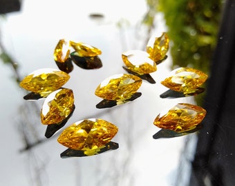 Cubic Zirconia AAA Quality Cubic Zirconia Marquise Shape Yellow Color CZ Loose Stones (1x3mm to 7x14mm)