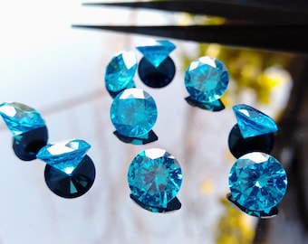 Cubic Zirconia AAA Quality Cubic Zirconia Round shape blue topaz BT Color CZ Loose Stones (0.5mm - 10mm) Zirconia