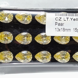 Cubic Zirconia AAA Quality Pear Shape Lite Yellow Color CZ Loose Stones 13x18mm 15pcs Zirconia