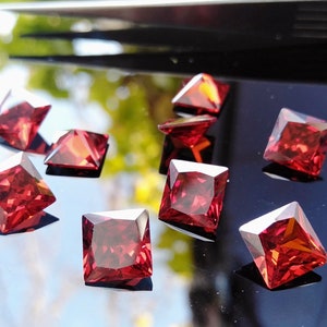 Cubic Zirconia AAA Quality Cubic Zirconia Square shape Garnet Red Color CZ Loose Stones (1mm - 10mm) Zirconia