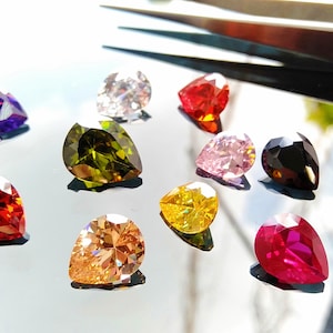 Cubic Zirconia AAA Quality Cubic Zirconia Pear shape 10 Multi-Colors CZ Loose Stones 3x5mm to 10x14mm zirconia