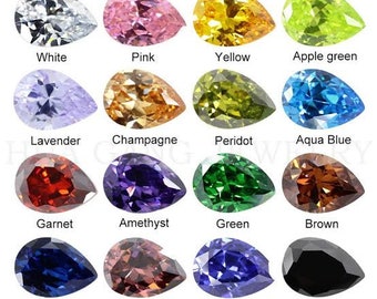 Cubic Zirconia AAA Quality Cubic Zirconia Pear shape Multi-Colors CZ Loose Stones (2x4mm to 10x12mm) Cubic zirconia