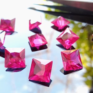 Cubic Zirconia AAA Quality Cubic Zirconia Square shape Pink Ruby CZ Loose Stones (2mm - 10mm) Cubic Zirconia