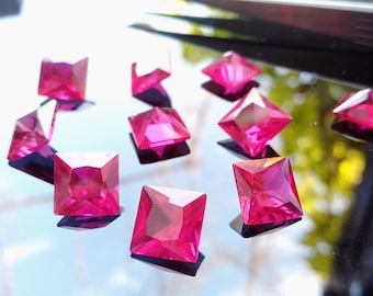 Circonita cúbica de calidad AAA Circonita cúbica Forma cuadrada Rubí rosa Piedras sueltas CZ (2 mm - 10 mm) Circonita cúbica