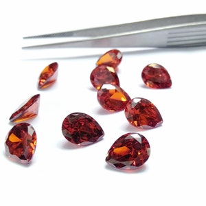 Cubic Zirconia AAA Quality Cubic Zirconia Pear Shape Garnet Red Color CZ Loose Stones (2x4mm to 10x12mm) Cubic Zirconia
