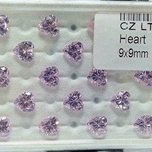 Cubic Zirconia AAA Quality Heart Shape Lite Pink Color CZ Loose Stones 9mm 25pcs