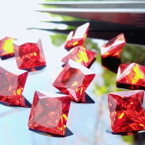 Cubic Zirconia AAA Quality Cubic Zirconia Square shape Orange Color CZ Loose Stones (2mm - 10mm) Cubic Zirconia