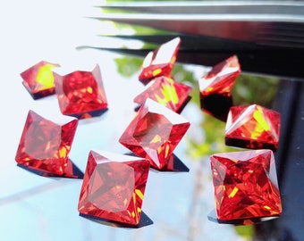 Circonita cúbica de calidad AAA Circonita cúbica Forma cuadrada Color naranja Piedras sueltas CZ (2 mm - 10 mm) Circonita cúbica