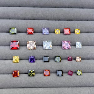 Cubic Zirconia AAA Quality Bulk Semiprecious CZ Square Shape Mix Colors Wholesale Lot Brilliant Quality All Mix MM Size Cubic Zircon Stones