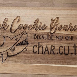 Shark Coochie Charcuterie Board, Charcuterie Board, Wooden Cutting Board, Engraved Cutting Board, funny charcuterie board, house warming