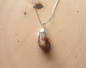 Raw Citrine Crystal Necklace - 20"  Citrine Necklace, Rough Citrine, Solar Plexus Chakra, Rough Stone, Raw Citrine Necklace, Healing Crystal