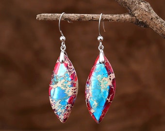 Sea Sediment Stone Dangle Earrings, Healing Jewelry, Jasper Dangle Earrings, Healing Stones, Gemstone Healing Earrings