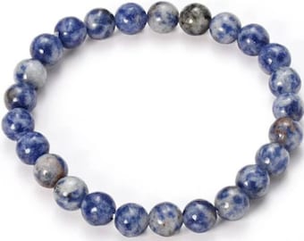 Sodalite Beaded Bracelet 8mm-Healing Crystal Bracelet-Stress Relief Bracelet-Sodalite Gemstone-Blue Sodalite Natural Gemstone Bracelet