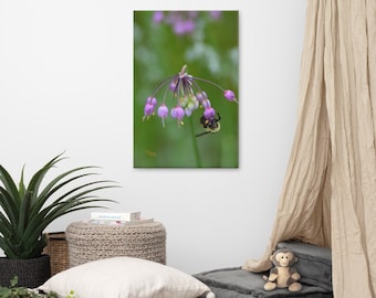 Nodding Onion with Bee Canvas, Flower Canvas, Bee Canvas, Canvas Wall Art, Canvas Print, Colorado Print, Colorado art, Colorado Photography