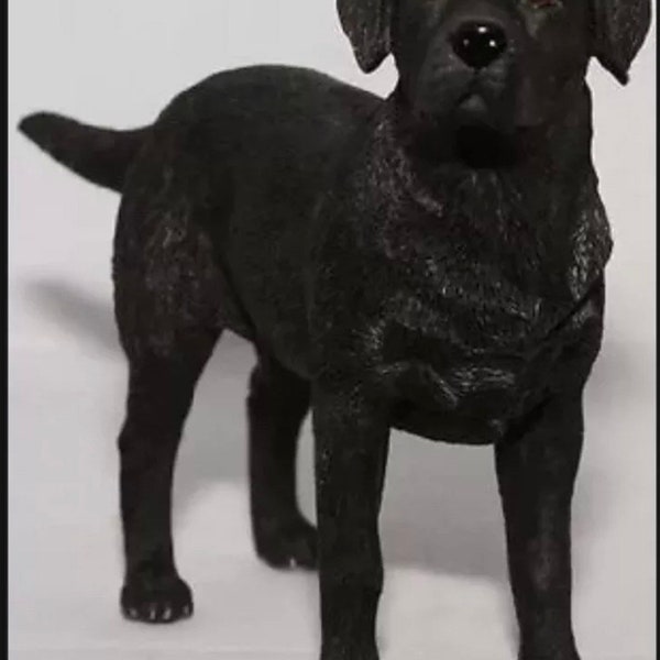 Black Labrador Dog Ornament Figurine Standing Dog Studies Statue Gift in Box