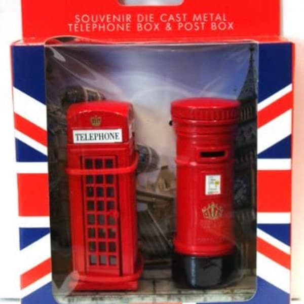 London Post Office Box & Telephone Box Set Die cast Metal Boxed Gift British Souvenir Showpiece Decoration Display Model Set