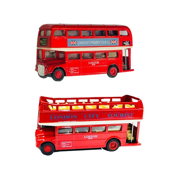 Londres Bus rouge à deux étages Pull Back and Go | Jouet de véhicule de bus rouge, modèle moulé sous pression, souvenir de collection | Cadeau pour les tout-petits, garçons et filles