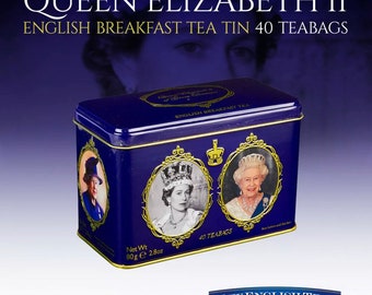 Feiern Sie das Leben von Königin Elizabeth II Englisches Frühstück Teedose 40 Teebeutel Britisches Souvenir Geschenk