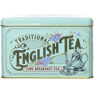 New English Teas Vintage Victorian Tea Tin with 40 English Breakfast teabags Gift