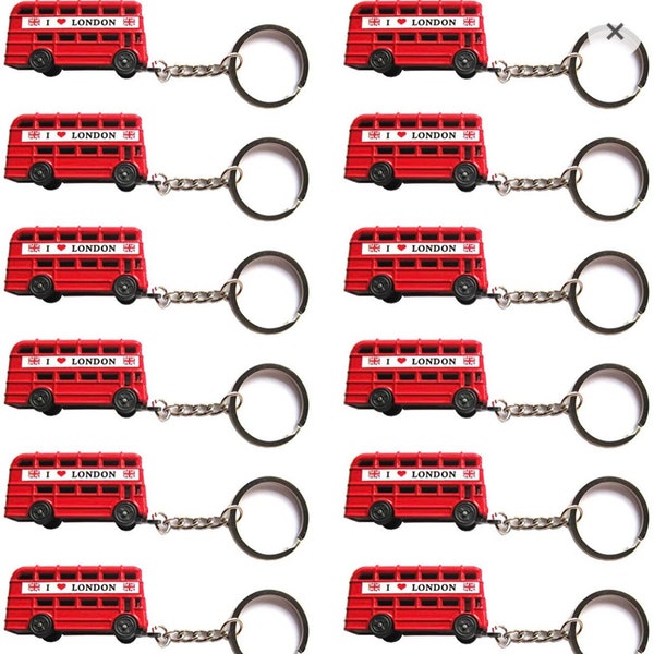 Top 12 London Red Bus Metal Key Rings - British Souvenir Gift 3D Die Cast London Double Decker Tour Bus