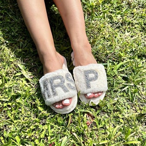 Personalized Bridal Slippers: Fluffy Fur Honeymoon Gift