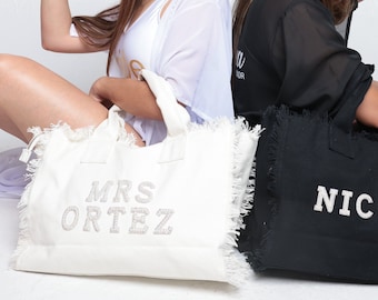 Personalized Bride Tote: Fringe Honeymoon Bag